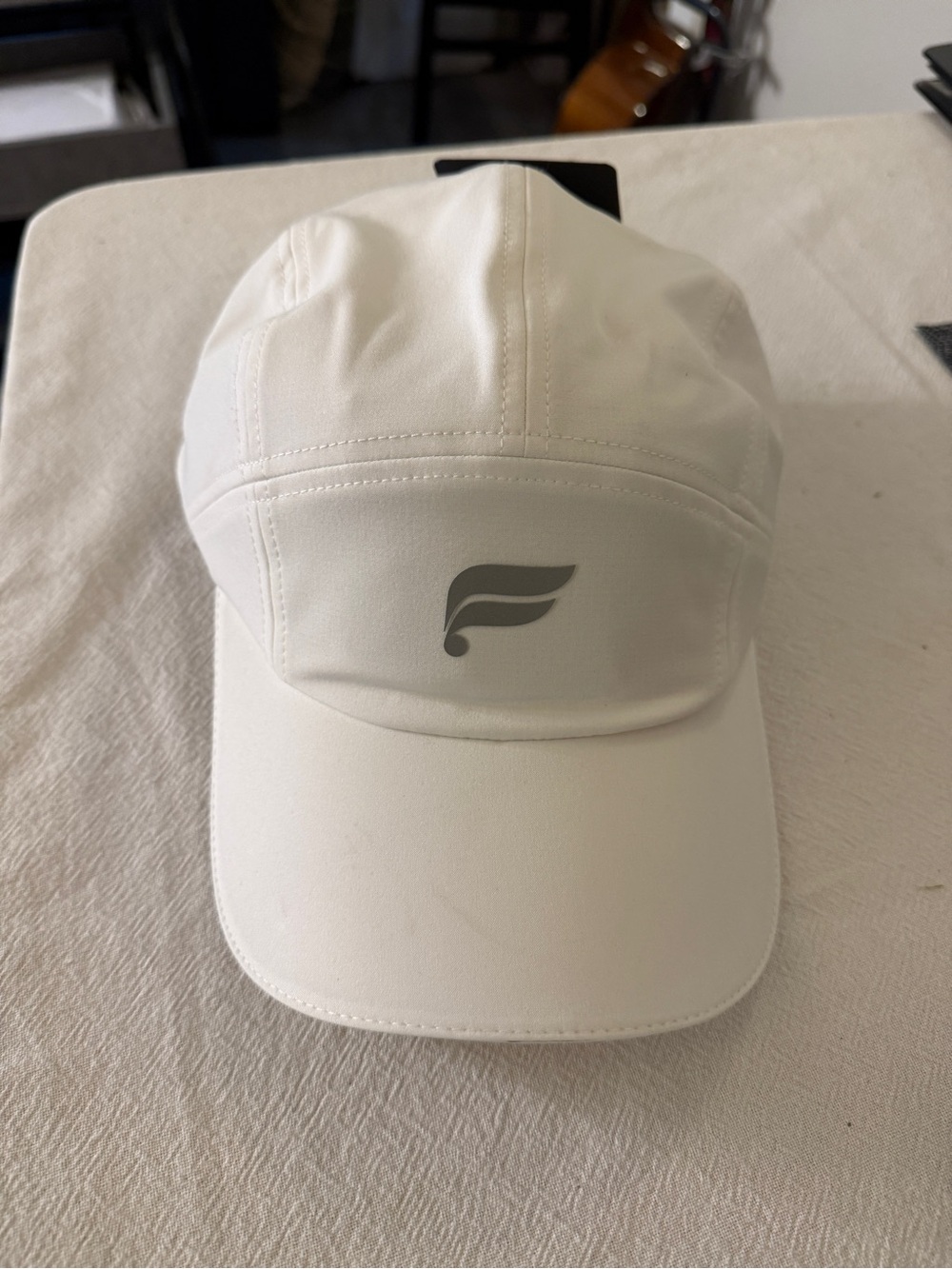 Fabletics White Performance Running Hat with Reflective Logo